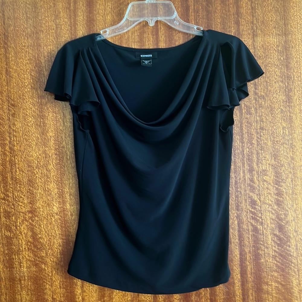 Women’s adorable black top, slitted sleeves